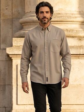 EUC Camp David Men’s Tan Button Down George Bush Presidential Library Short - S